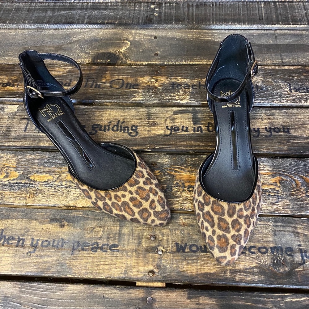 New Directions Print Ankle Strap Leopard  Pumps